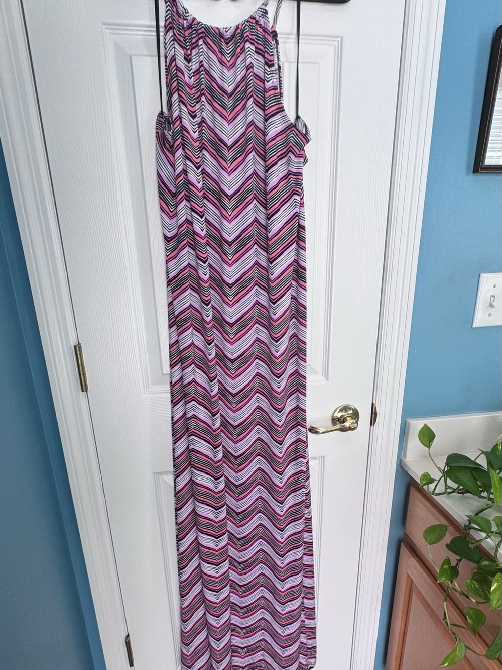 Trina Turk Pink, Black and White Chevron Slip Dress